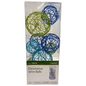 Decorative Wire Balls – Set of 11 Blue/Green Modern Home Decor Bowl Filler • NWT